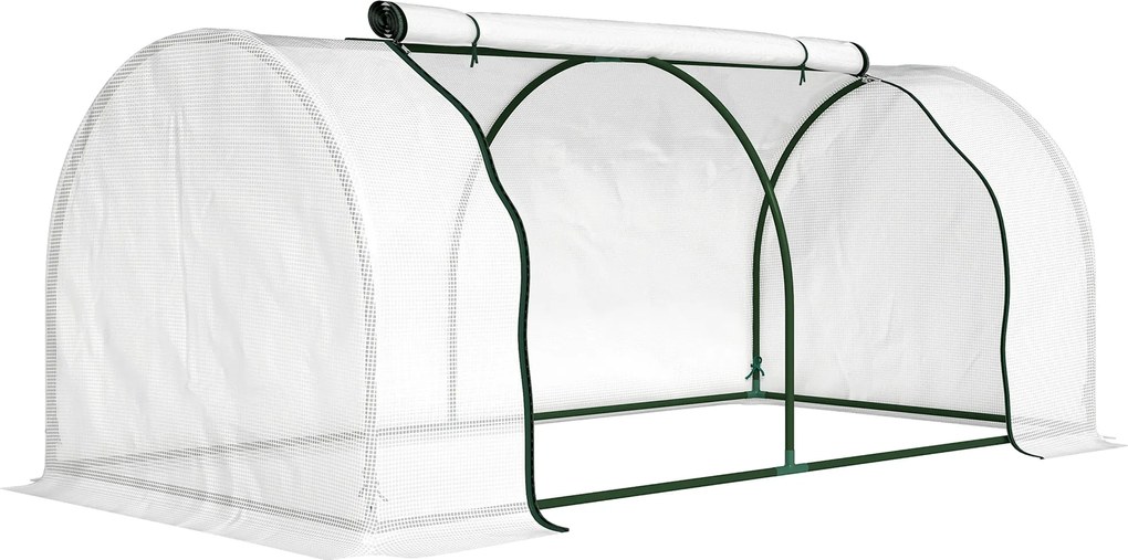 Outsunny Estufa com filme de malha PE, estufa de filme resistente ao inverno em aço, estufa 200 x 100 x 80 cm Branco | Aosom Portugal