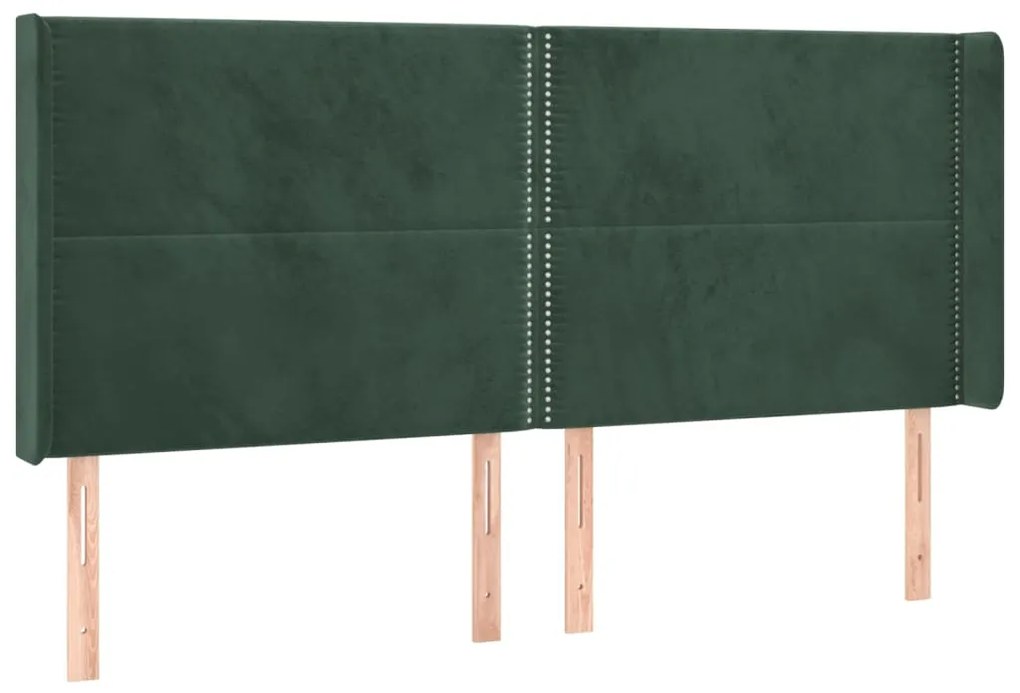 Cama box spring c/ colchão/LED 180x200 cm veludo verde-escuro