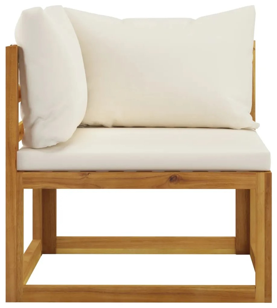 6 pcs conjunto lounge jardim c/ almofadões acácia maciça creme