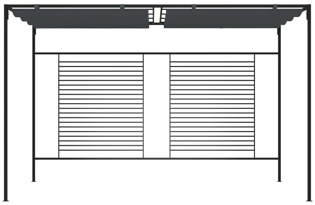 Gazebo com toldo retrátil 4x3x2,3 m 180 g/m² antracite