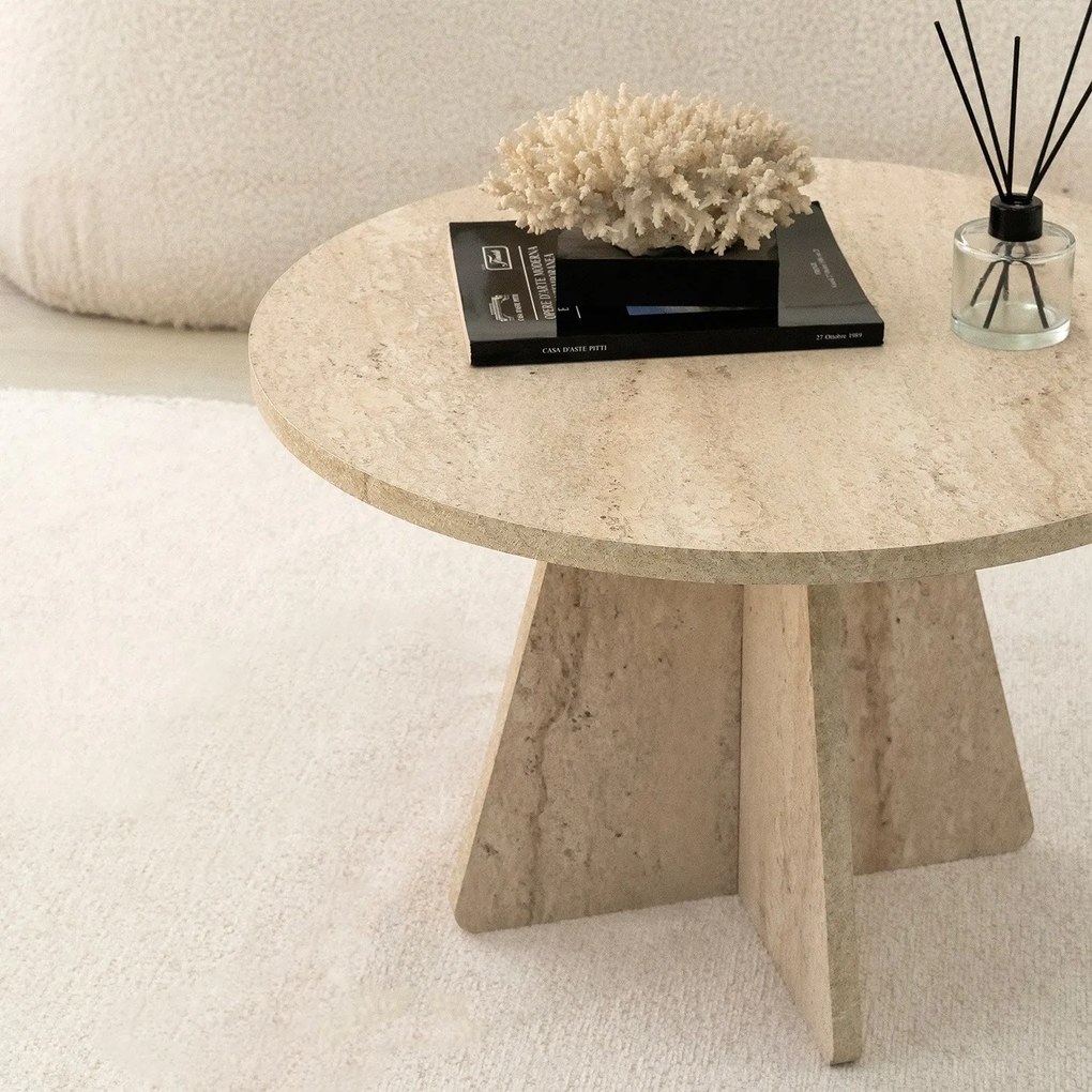 Mesa de Centro Mushroom – Travertino – 60 cm de diâmetro x 40 cm de al