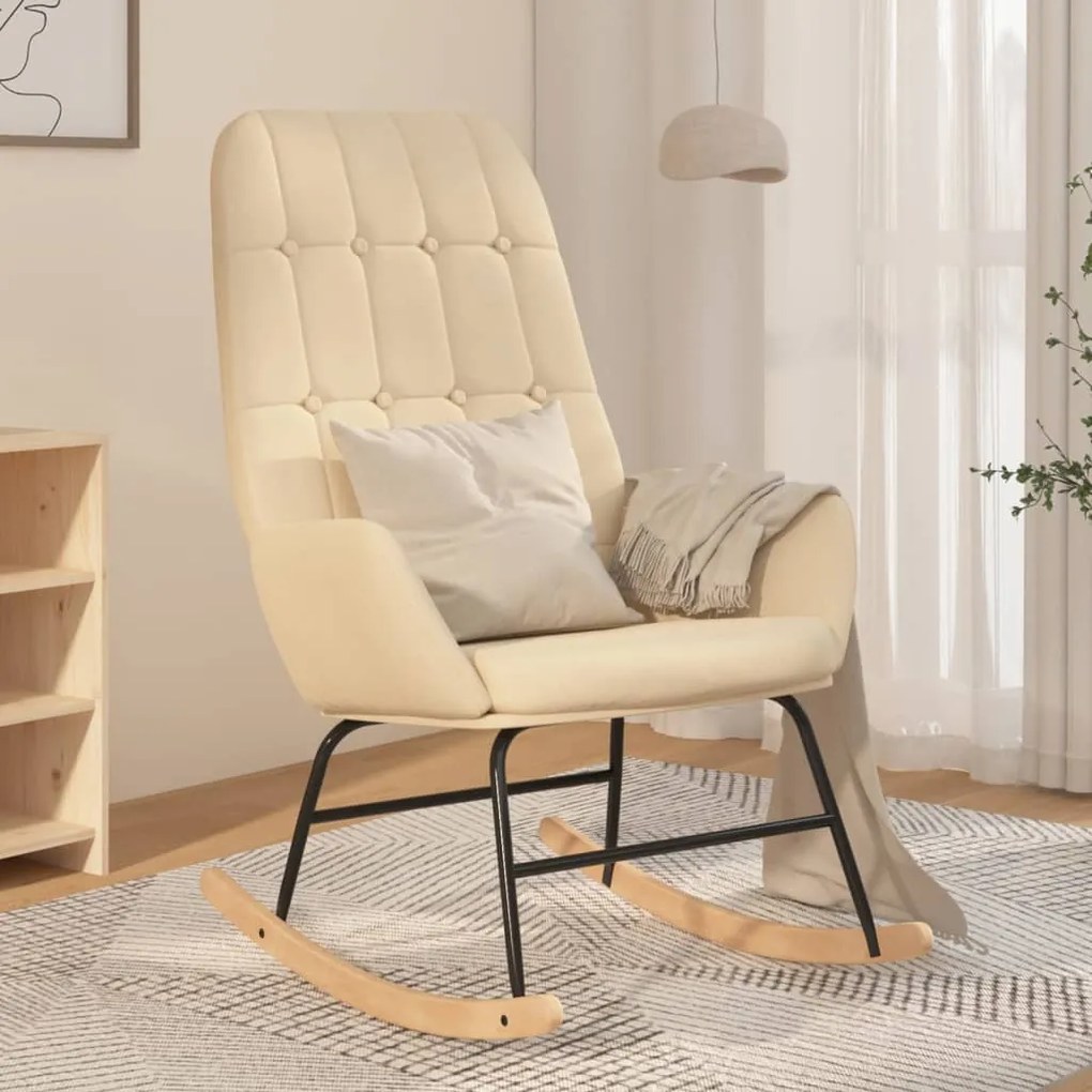 341255 vidaXL Cadeira de baloiço tecido cor creme