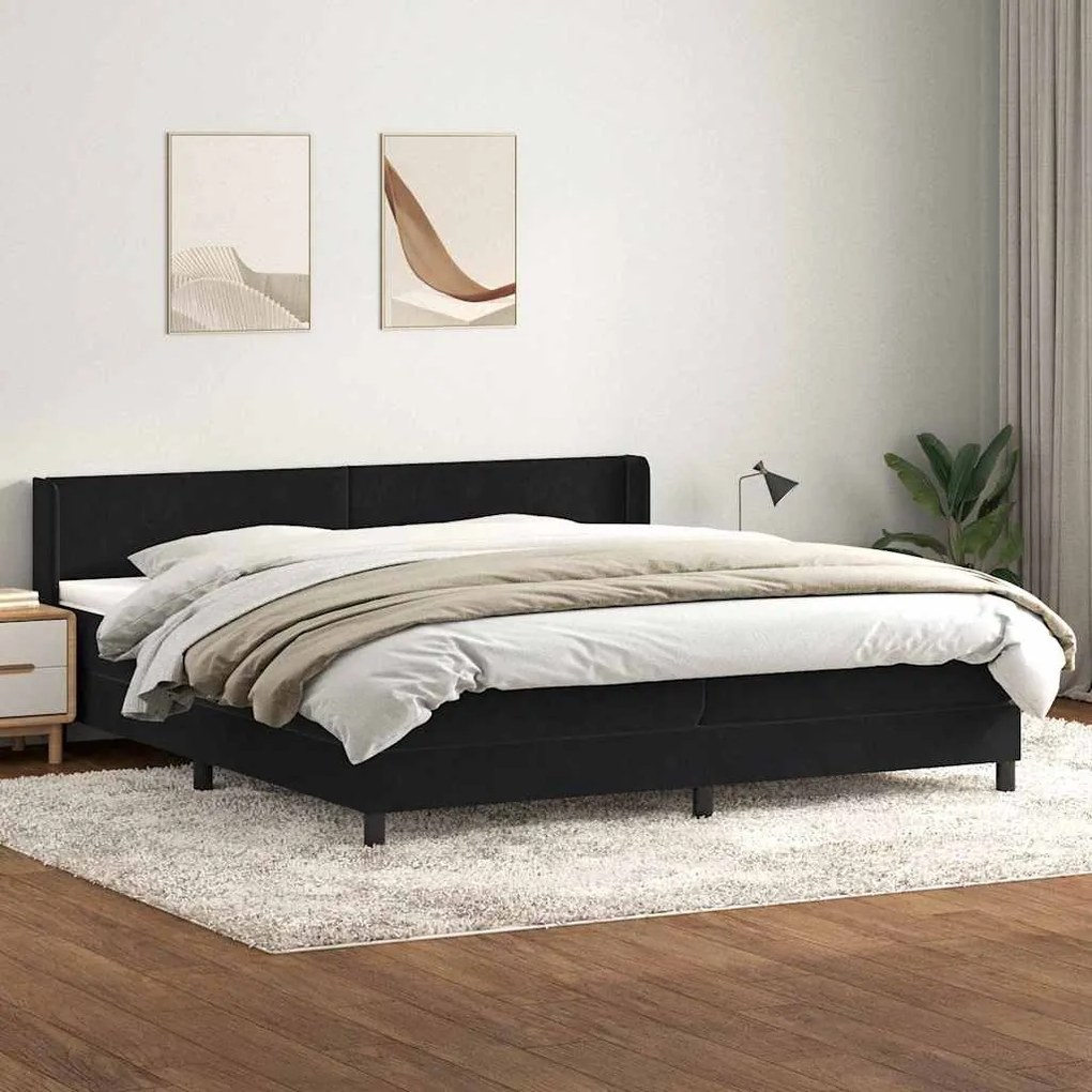 vidaXL Cama com molas/colchão 200x220 cm veludo preto
