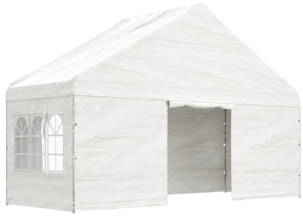 Gazebo com telhado 5,88x2,23x3,75 m polietileno branco