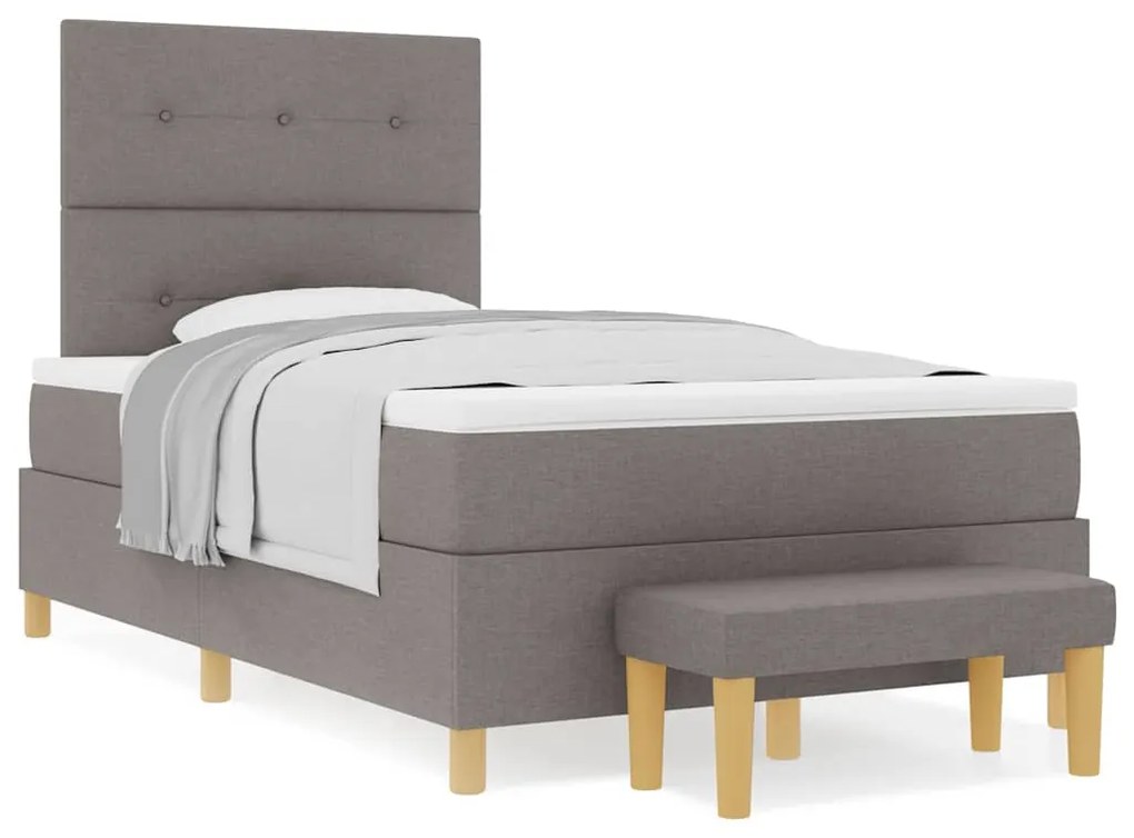 Cama Box com Colchão e Banco vidaXL Taupe 120x200 cm Tecido