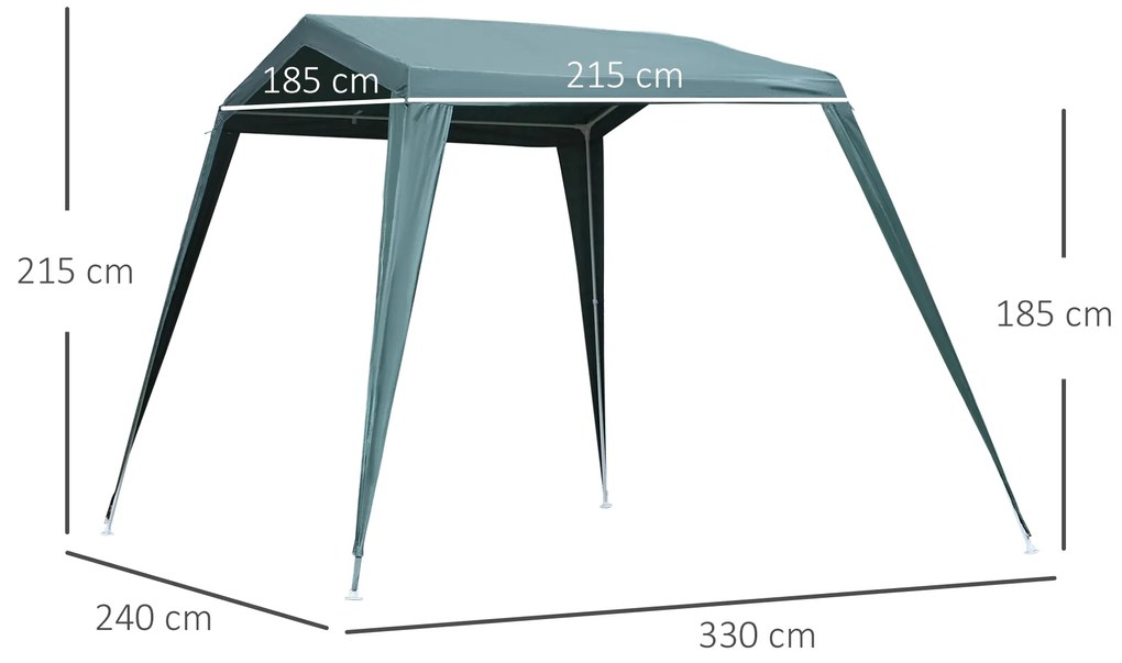 Outsunny Tenda Desmontável para Jardim com Tubo de Aço Tenda para Campismo Exterior 330x240x215 cm Verde