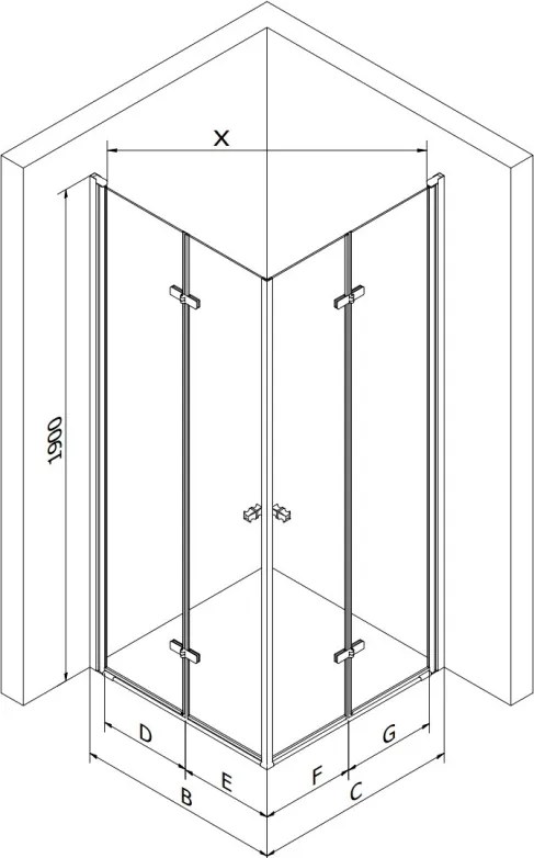 Mexen Lima Duo cabine de duche dobrável 100 x 80 cm, transparente, cromado - 856-100-080-02-00