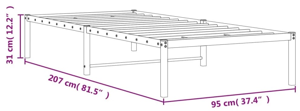 Estrutura de cama metal 90x200 cm branco