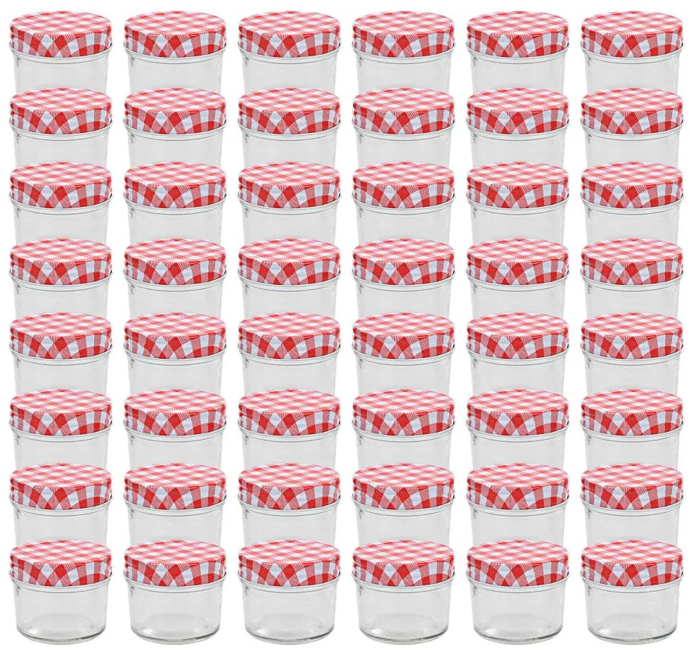 vidaXL Frascos de vidro com tampas brancas e vermelhas 48 pcs 110 ml