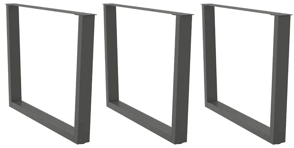 Pés para mesa de jantar em V, 3 peças, antracite, 100x(72-73,3) cm, aç