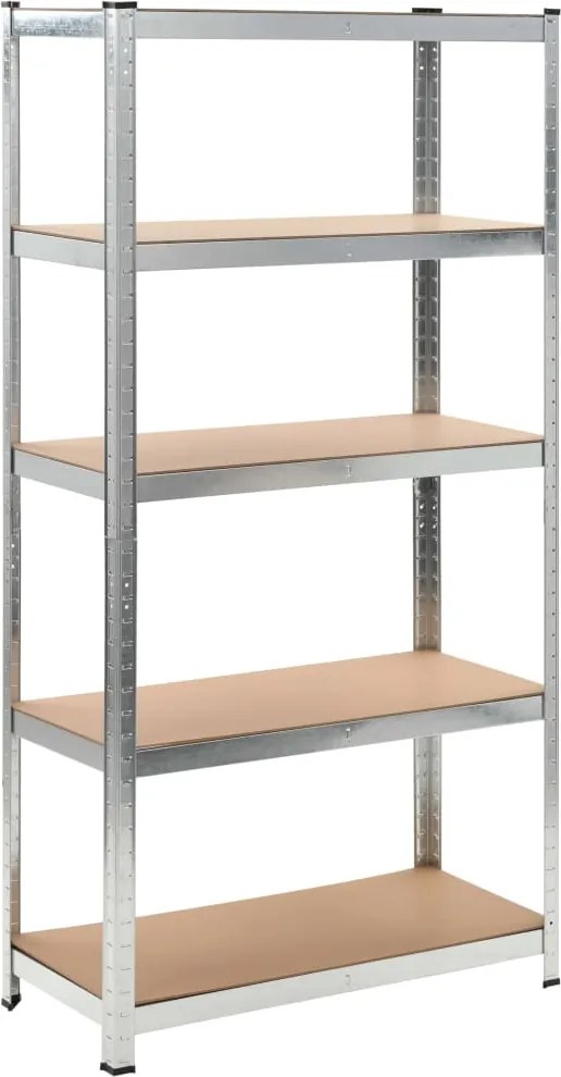 vidaXL Estante com 5 prateleiras derivados de madeira e aço prateado