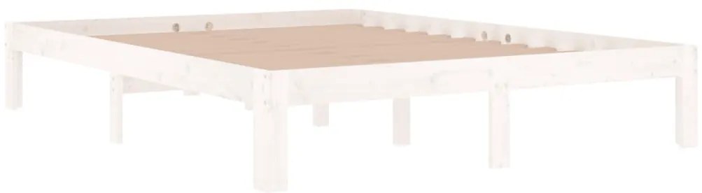 Estrutura de cama 140x190 cm pinho maciço branco