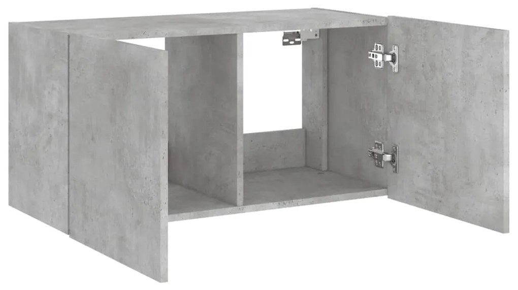 Móvel de parede p/ TV c/ luzes LED 80x35x41 cm cinza cimento