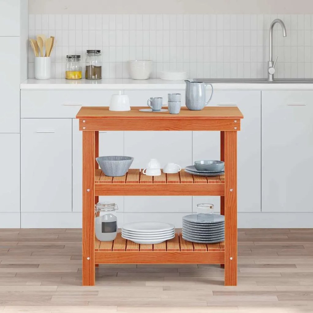 vidaXL Bancada de trabalho Marrom Cera 78,5 x 50 x 80 cm