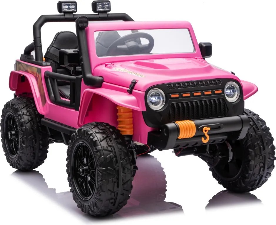 Jipe elétrico para Crianças 24V 4x4 Jeep Monster Rodas de espuma EVA, assento Couro ecológico Rosa