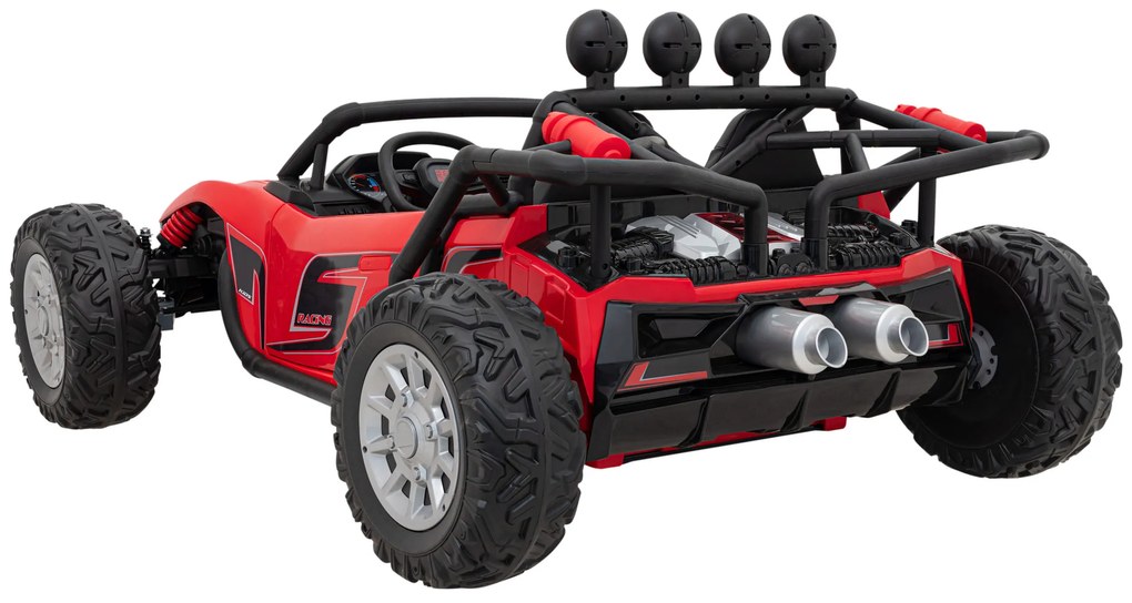 Carro elétrico para Crianças 2 Lugares Buggy Racing 5 24V Rodas Espuma EVA, assento couro ecológico Vermelho