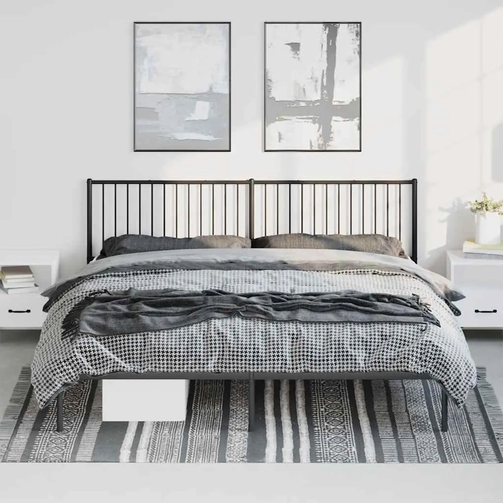 Estrutura de cama com cabeceira 193x203 cm metal preto