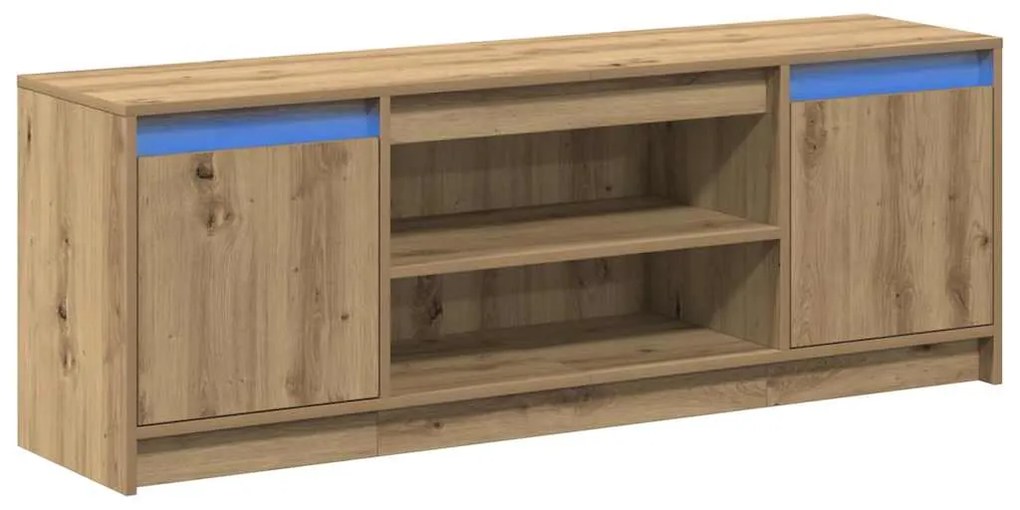 Armário de TV com LED em Carvalho Artesanal 139,5x34x50 cm, Feito de M