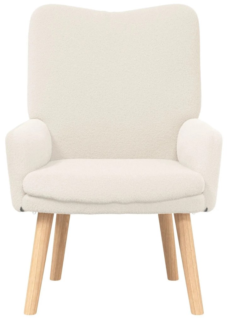 Cadeira Relaxante vidaXL Creme de Tecido com Pelo