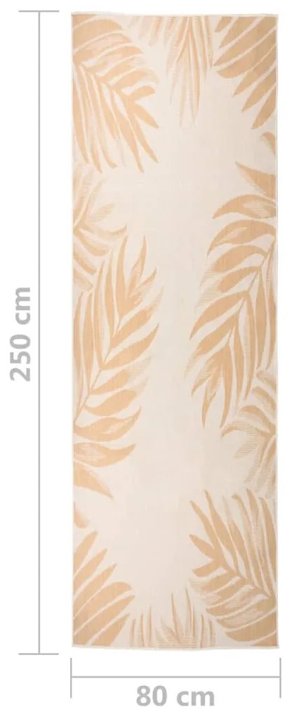 Tapete de tecido plano para exterior 80x250 cm padrão folhas