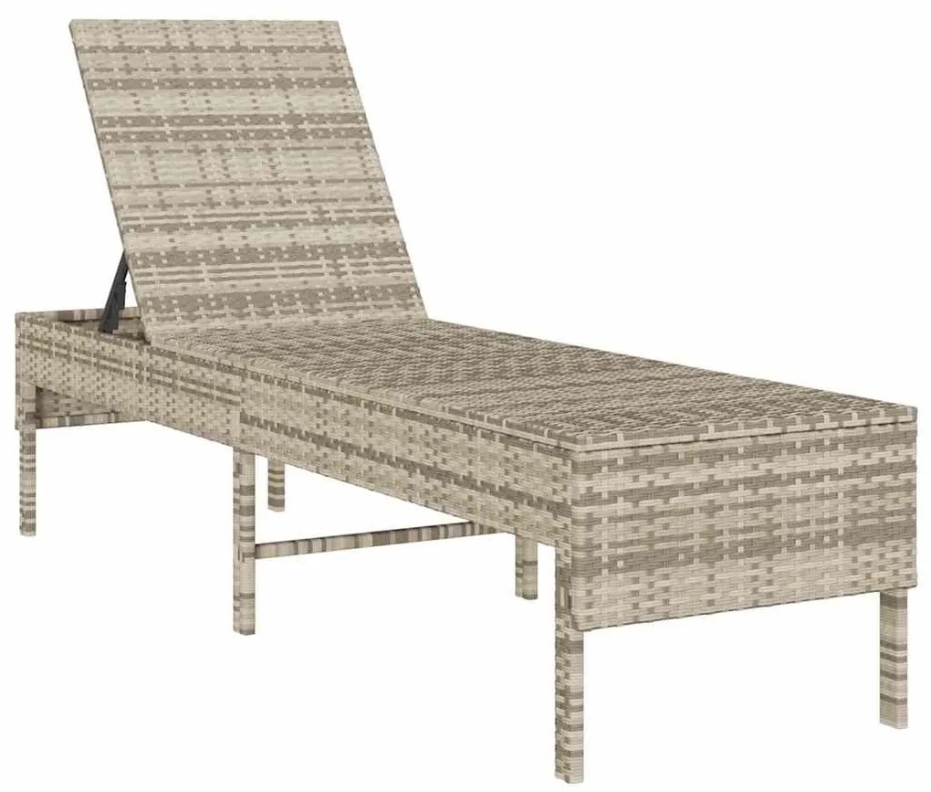 Espreguiçadeira almofadão 55x200x44cm vime PE cinzento-claro