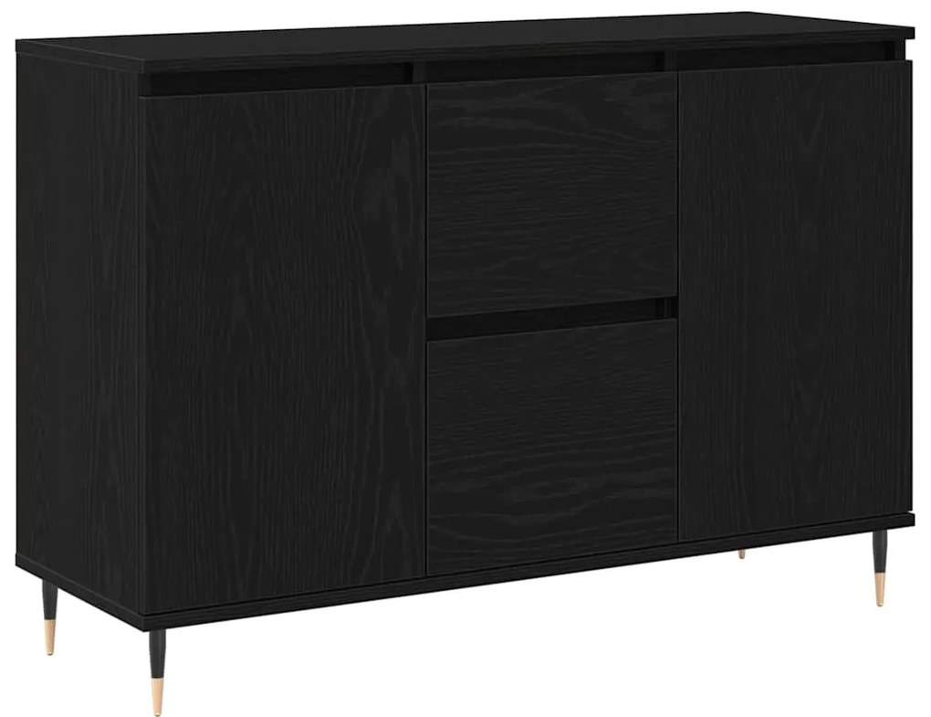 Sideboard vidaXL com portas e gavetas Preto Carvalho 101,5x35x70 cm