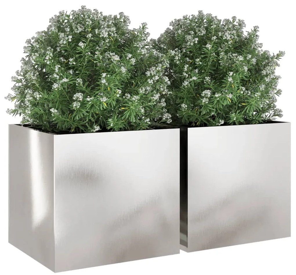Vasos/floreiras 2 pcs 49x47x46 cm aço inoxidável prateado