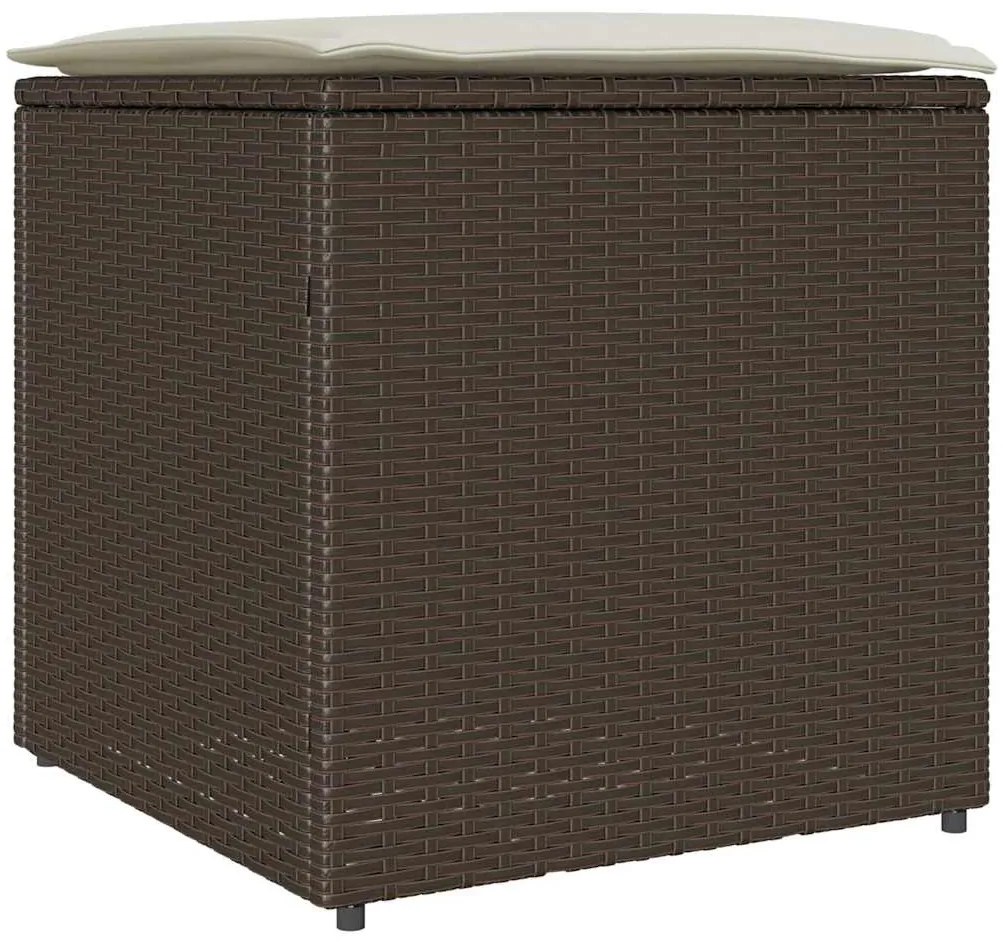 Caixa de Armazenamento Externa Marrom e Creme Rattan Médio