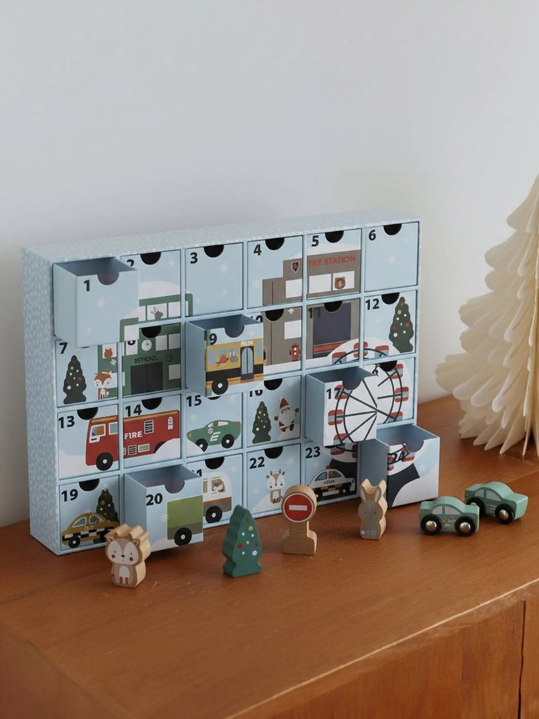 Calendário do Advento com brinquedos, em madeira FSC® azul