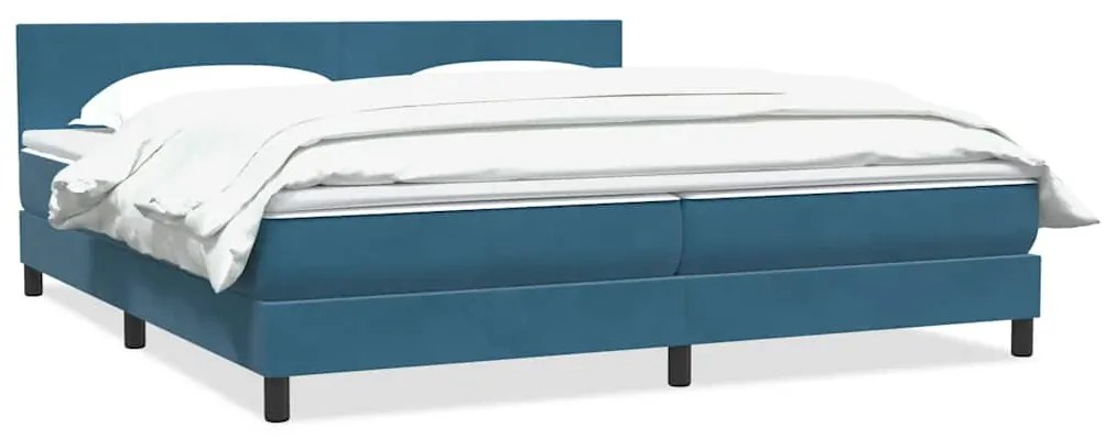 vidaXL Cama com molas/colchão 180x210 cm veludo azul-escuro