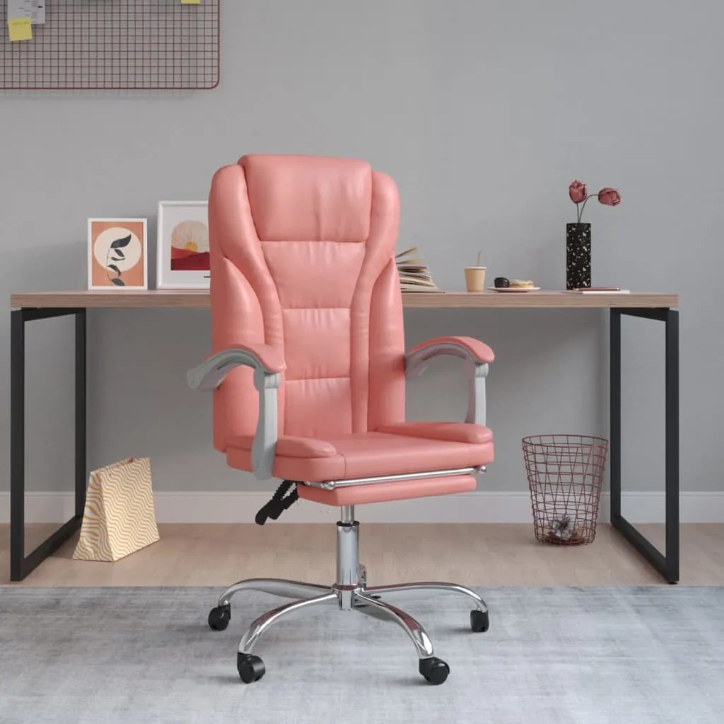 vidaXL Cadeira de escritório reclinável couro artificial rosa