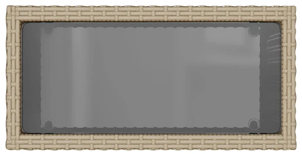 Mesa de apoio jardim c/ tampo vidro 58x27,5x55 cm vime PE bege