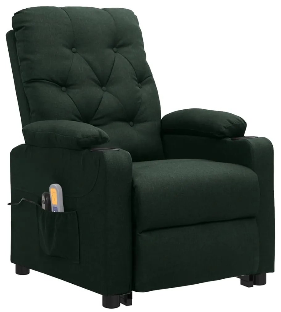Poltrona elevatória de massagens tecido verde-escuro