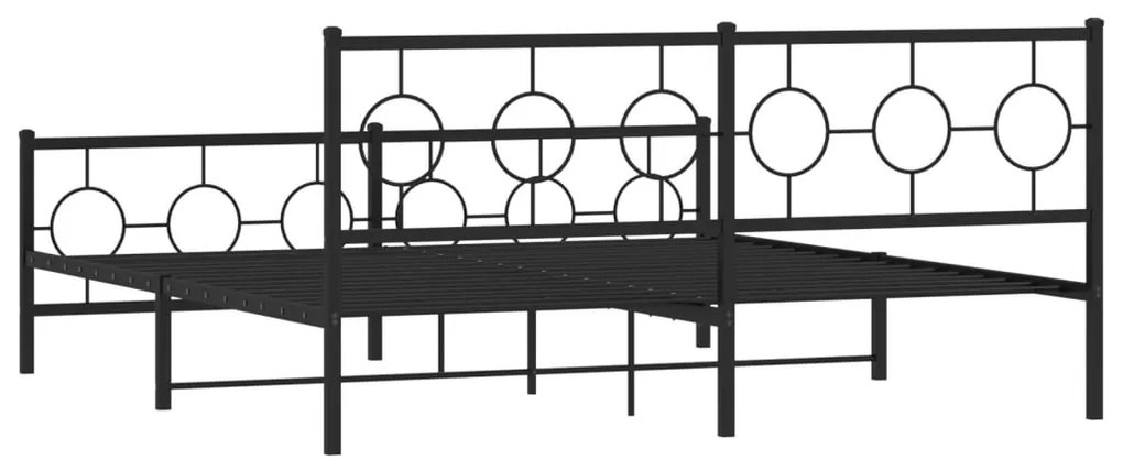 Estrutura de cama com cabeceira e pés 183x213 cm metal preto