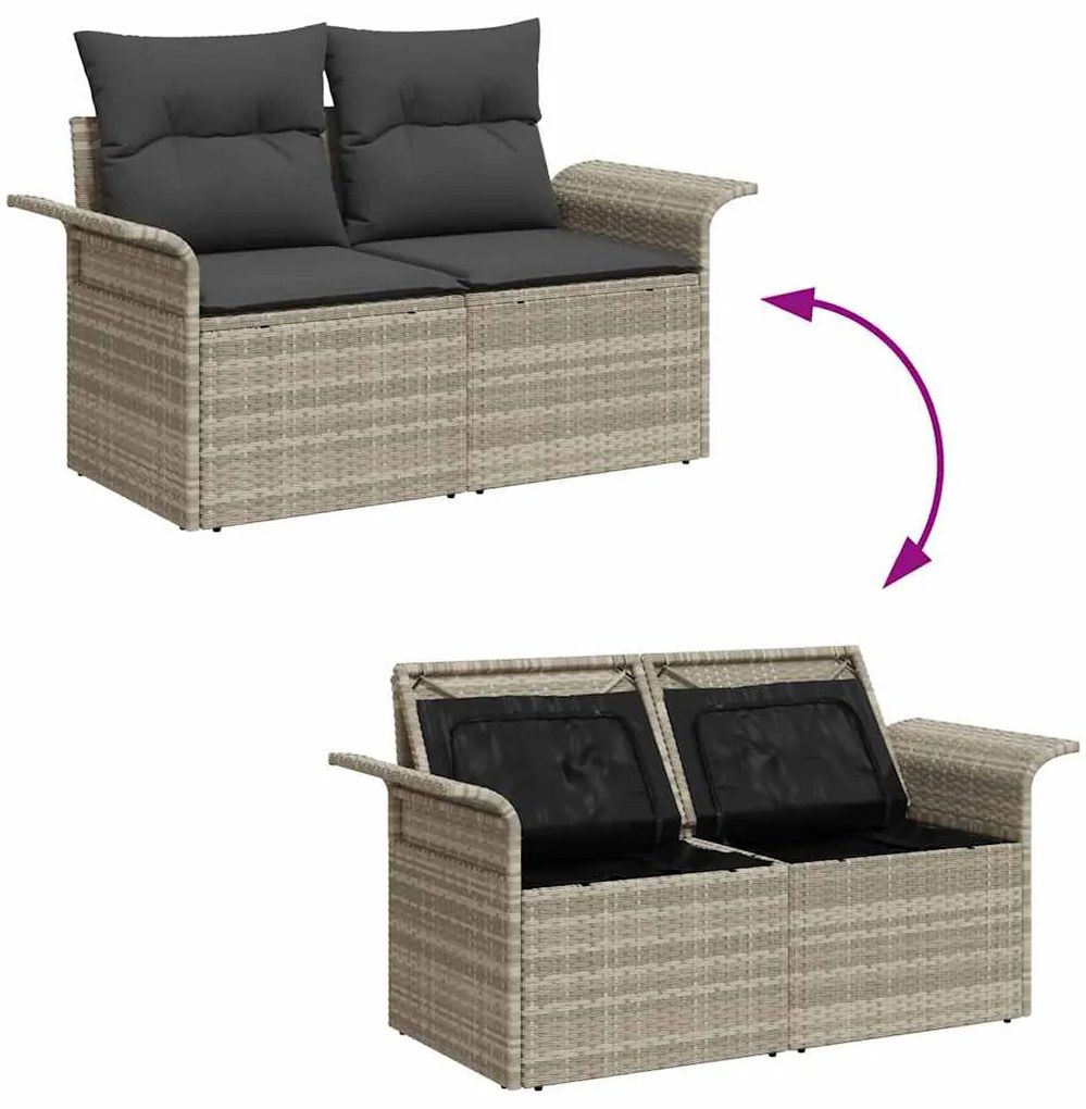Conjunto de Sofá de Jardim vidaXL 9 Peças com Almofadas Rattan Sintéti