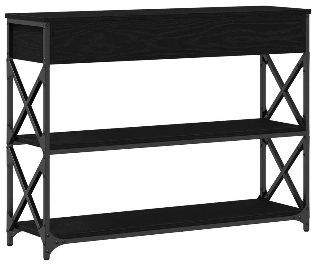Mesa de Consola vidaXL Preto Carvalho 100x28x75 cm Madeiras Reformadas