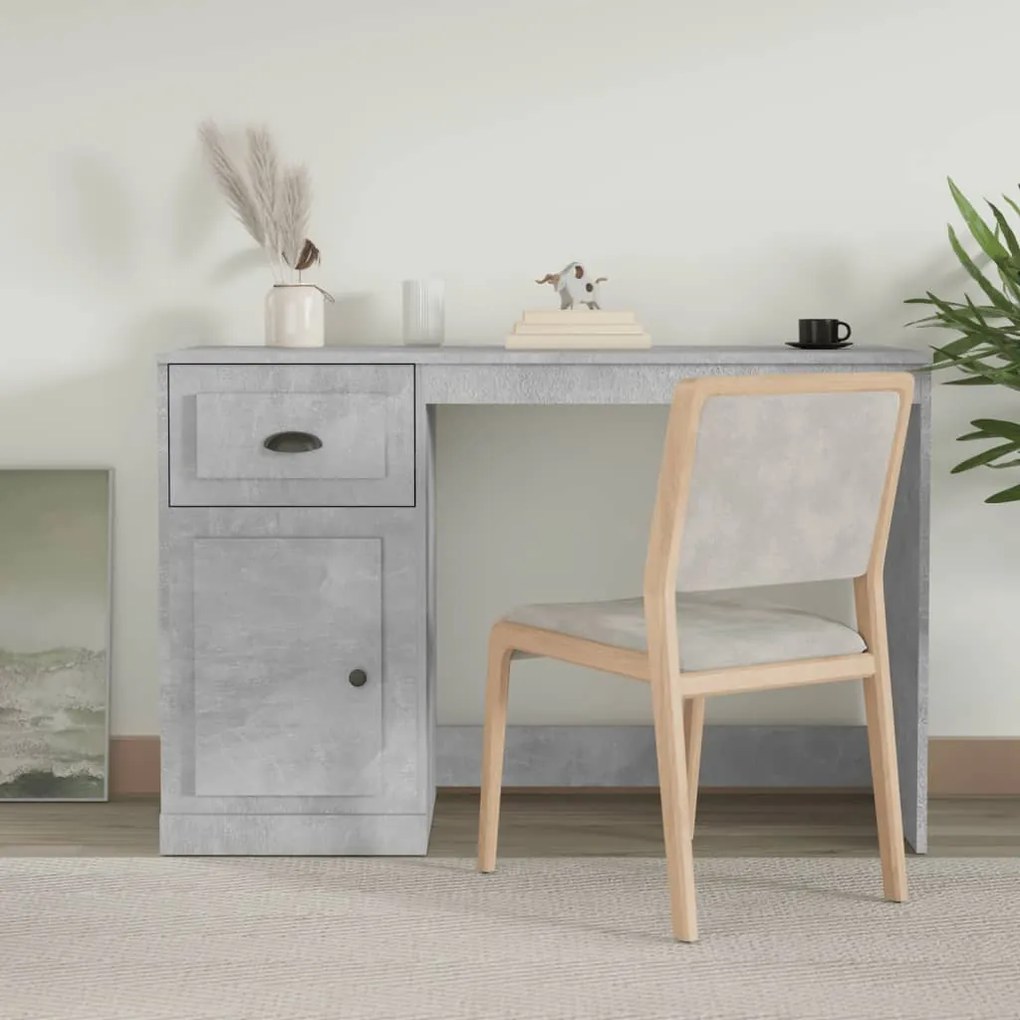 vidaXL Secretária c/ gaveta 115x50x75 derivados madeira cinza cimento