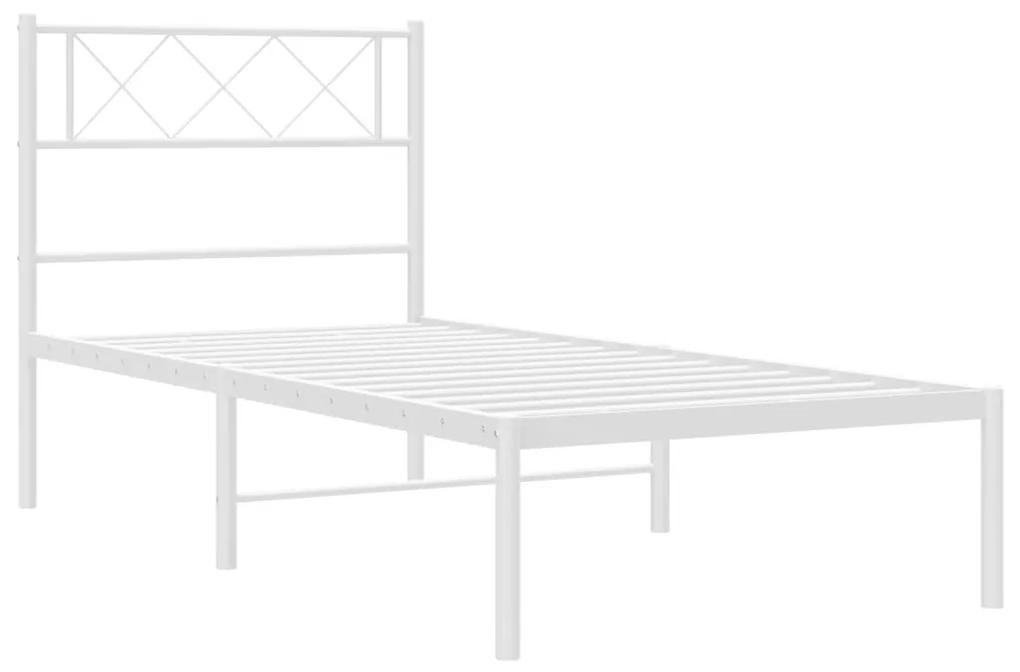 Estrutura de cama com cabeceira 100x190 cm metal branco