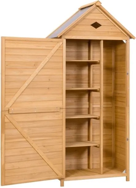 Abrigo jardim para ferramentas Armário de madeira com compartimento de arrumação exterior 70x35,5x176 cm
