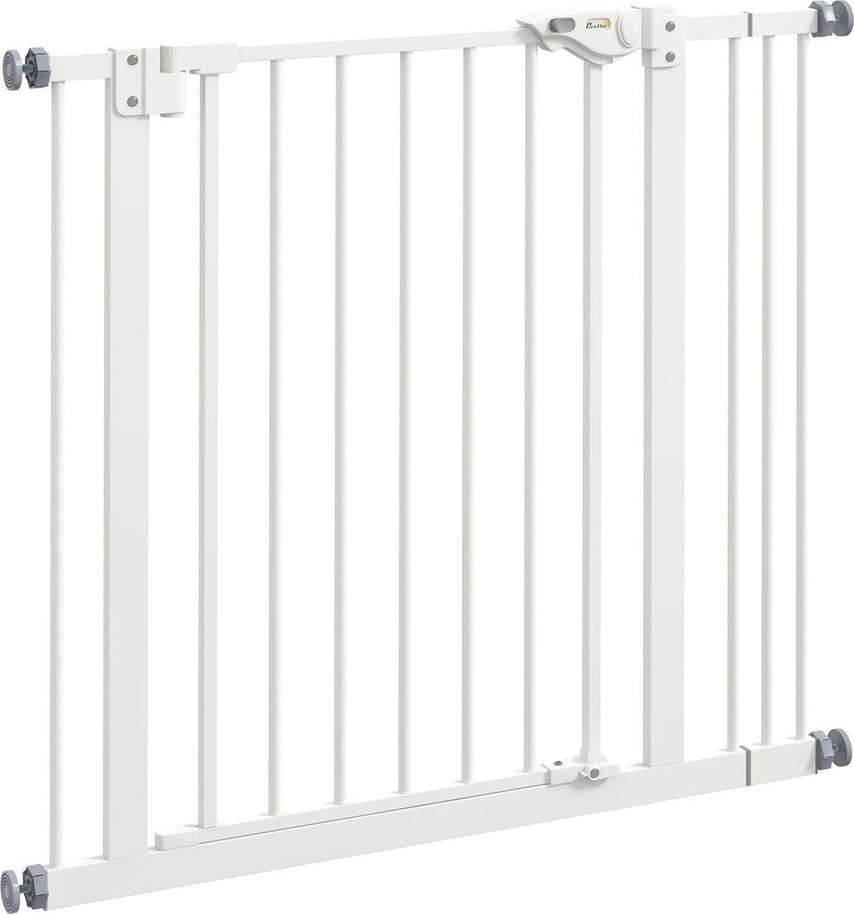 PawHut Grade de porta para cães, grade de bloqueio, grade de proteção para animais de estimação, Metal, Plástico, 74-87 cm, Branco | Aosom Portugal