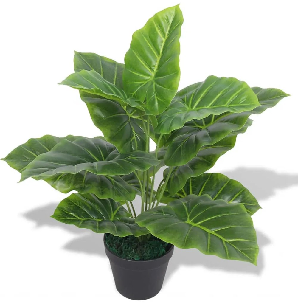 Planta taro artificial com vaso 45 cm verde