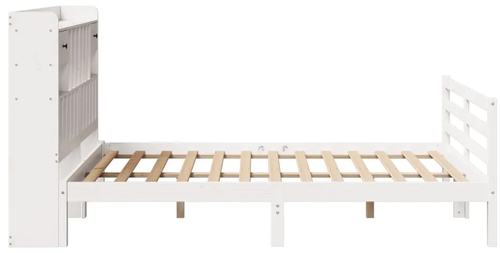Cama com estante sem colchão 160x200 cm pinho maciço branco
