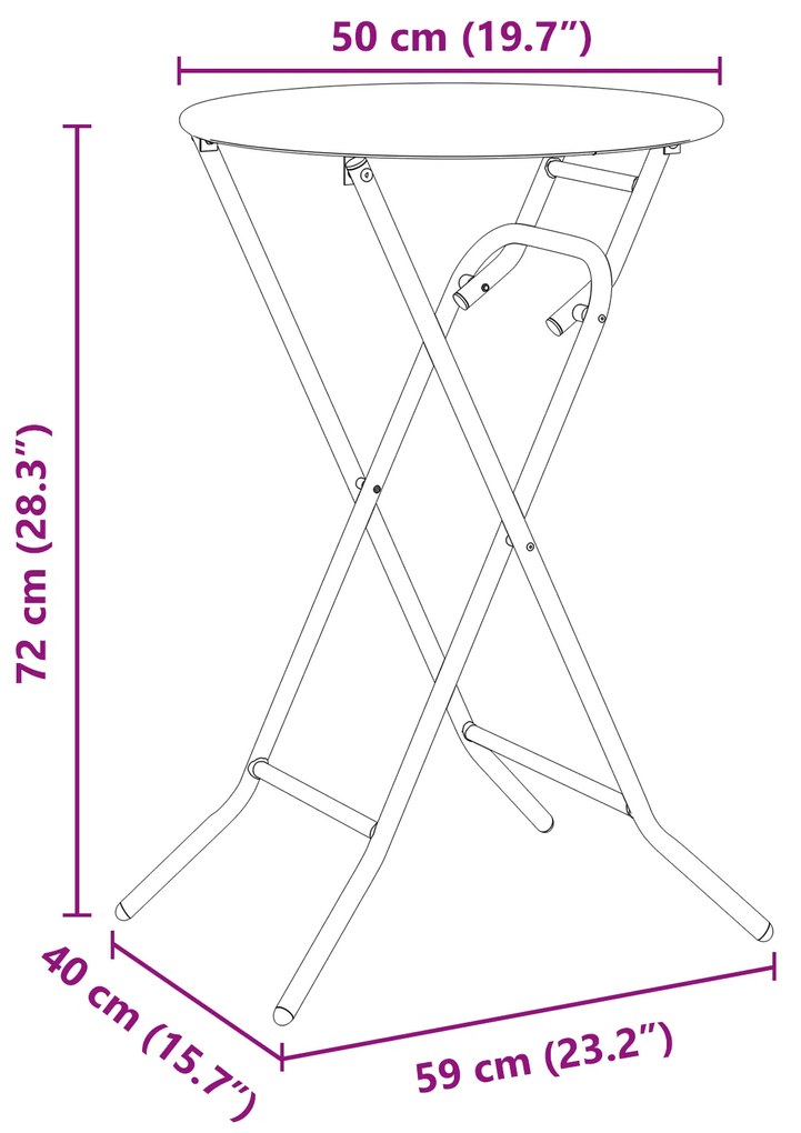 Mesa de Jardim Dobrável Branca Ø50x72 cm Aço