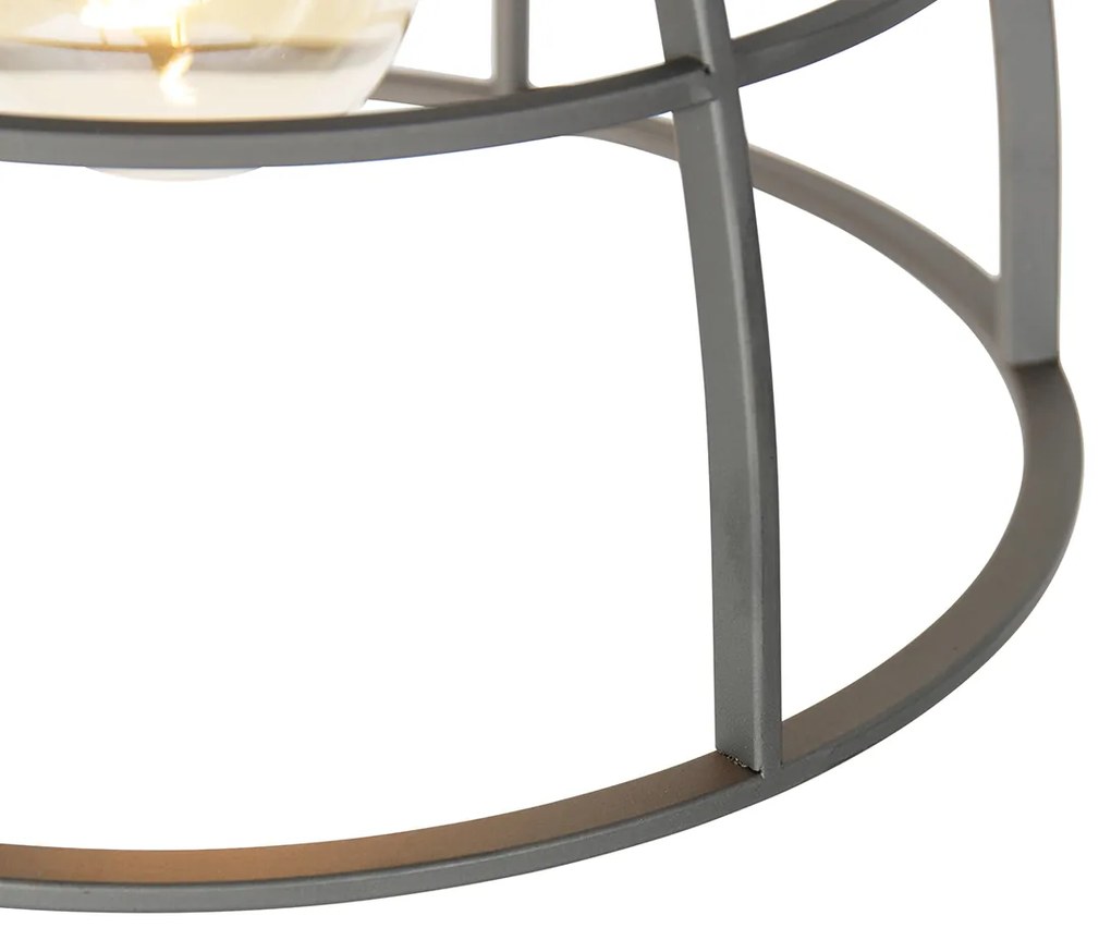Candeeiro de suspensão industrial cinzento escuro com madeira 34 cm - Arthur Industrial