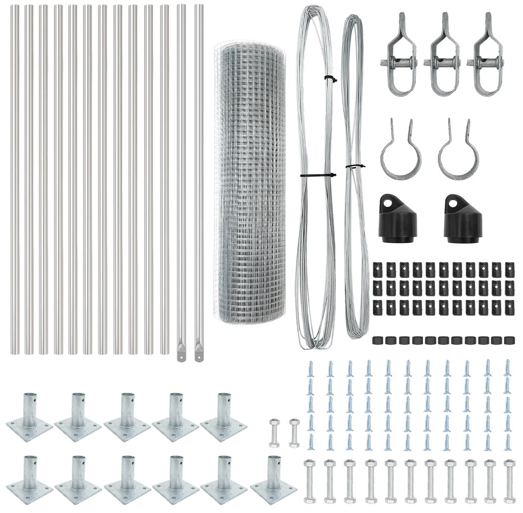 Conjunto de Poste de Cerca Conjunto de 2 Aço galvanizado 25 x 0.5 m