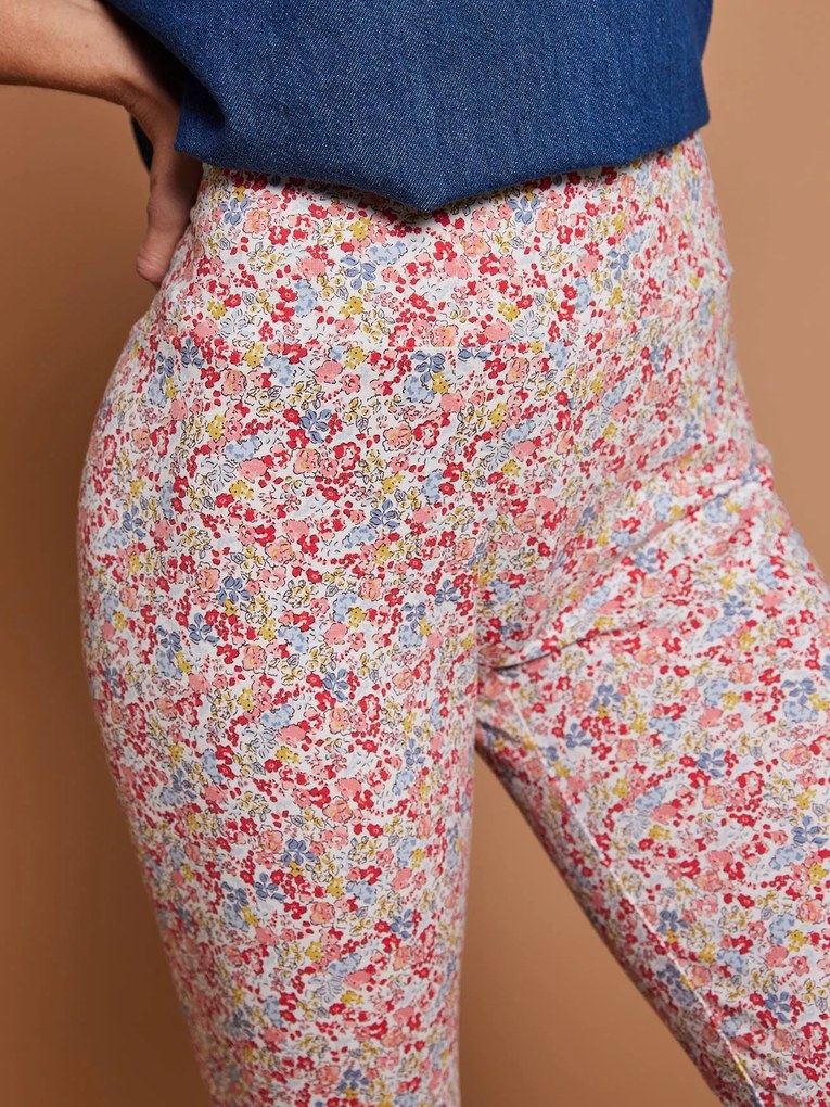 leggings estampado floral em algodão biológico para mulher multicolor