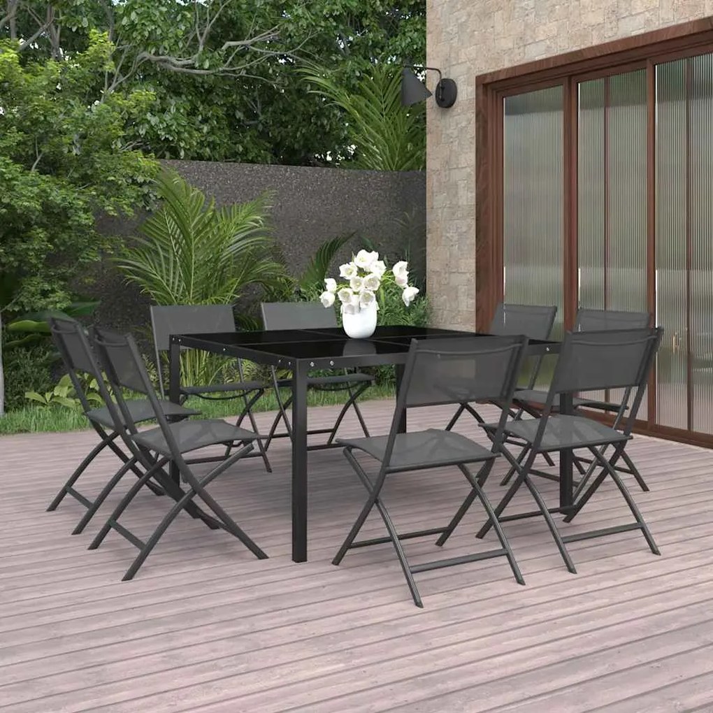 vidaXL 9 pcs conjunto de jantar para exterior aço