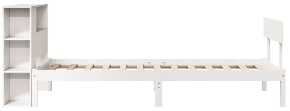 Cama com estante sem colchão 100x200 cm pinho maciço branco