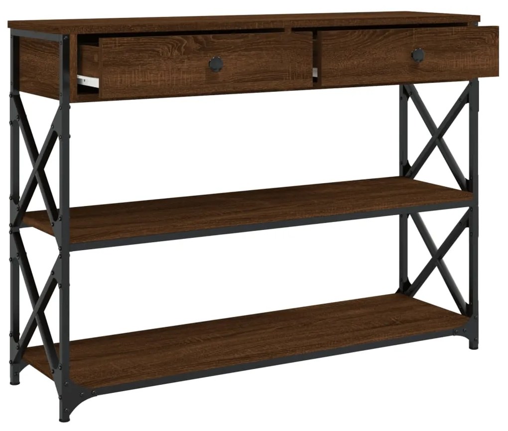 Mesa consola 100x28x75 cm derivados madeira carvalho castanho