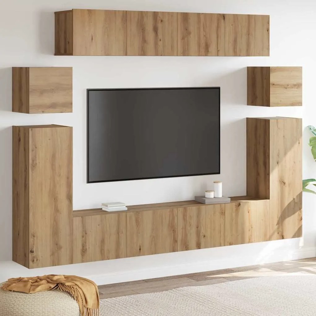 vidaXL Conjunto de móvel de TV 8 pcs Castanho 30.5 x 30 x 90 cm